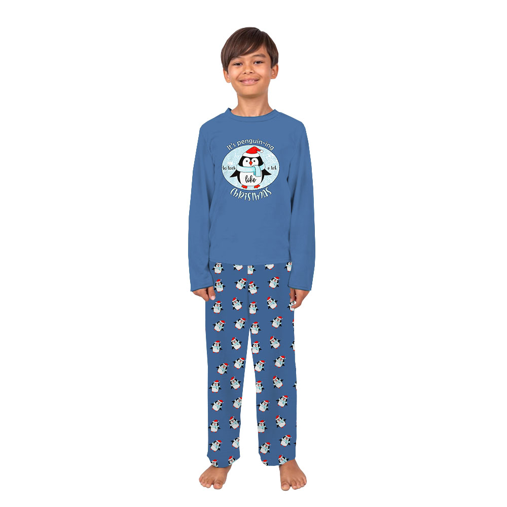 Penguin Family Sleepwear Christmas Blue