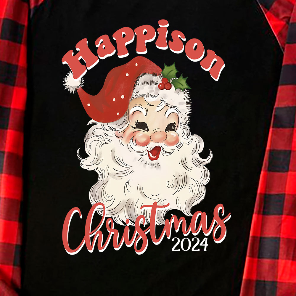 Vintage Santa Christmas Pajamas Black Red Buffalo Plaid Vintage Santa Christmas Pajamas Black Red Buffalo Plaid