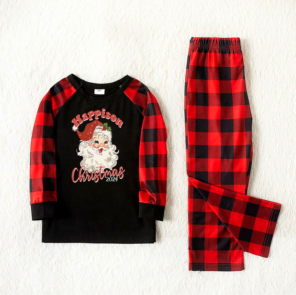 Vintage Santa Christmas Pajamas Black Red Buffalo Plaid Vintage Santa Christmas Pajamas Black Red Buffalo Plaid
