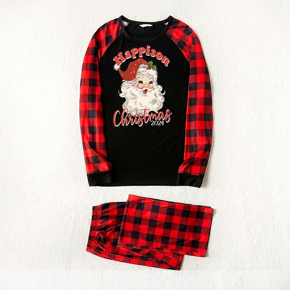 Vintage Santa Christmas Pajamas Black Red Buffalo Plaid Vintage Santa Christmas Pajamas Black Red Buffalo Plaid