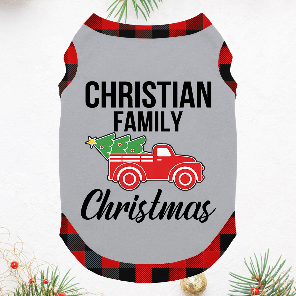 Personalized Name Red Truck With Christmas Tree Pajamas Personalized Name Red Truck With Christmas Tree Pajamas