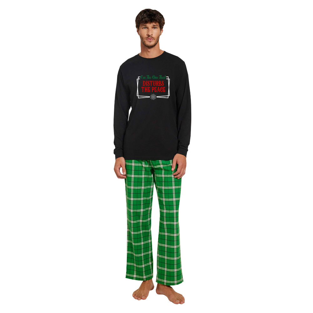 Personalized Jokes Cotton Christmas Family Pajamas Green Plaid