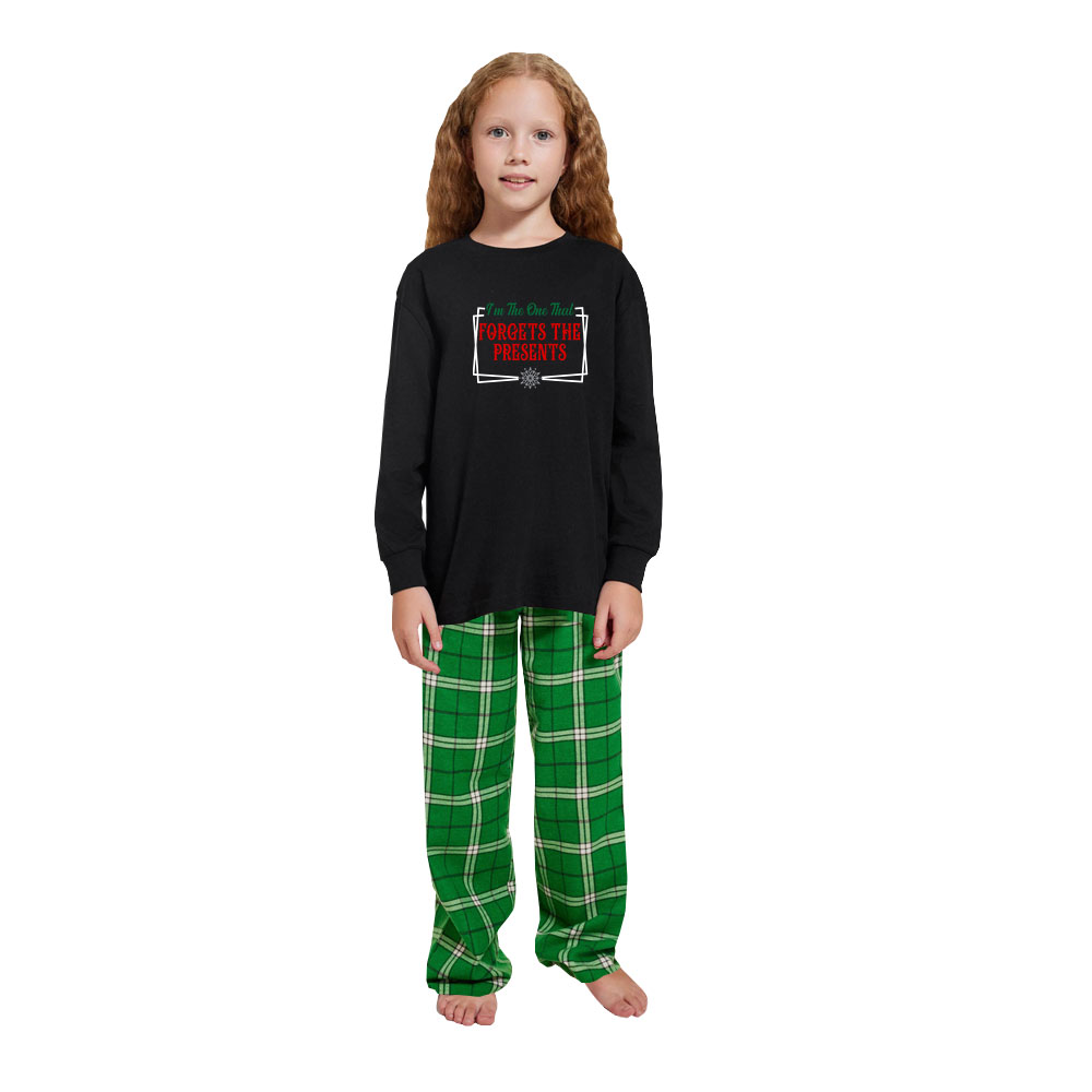 Personalized Jokes Cotton Christmas Family Pajamas Green Plaid