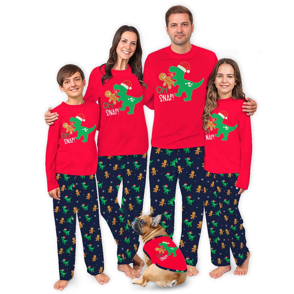 Dinosaur Cookie Long Sleeve Matching Family Christmas Pajamas Dinosaur Cookie Long Sleeve Matching Family Christmas Pajamas