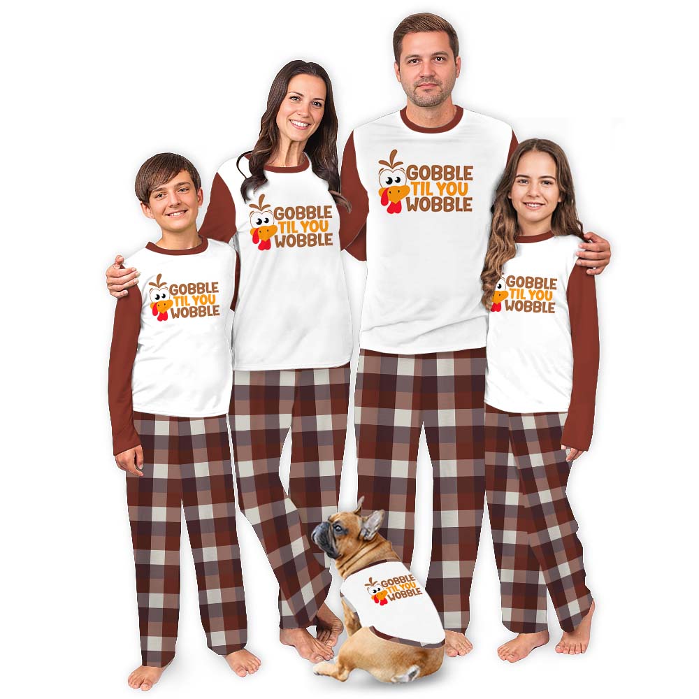 Turkey Thanksgiving Family Pajamas Gobble Til You Wobble Turkey Thanksgiving Family Pajamas Gobble Til You Wobble