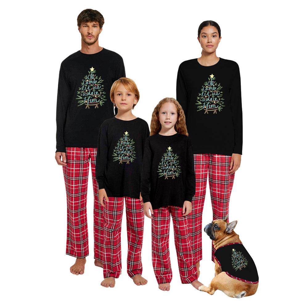Let Us Adore Him Religious Family Christmas Pajamas Cotton Let Us Adore Him Religious Family Christmas Pajamas Cotton