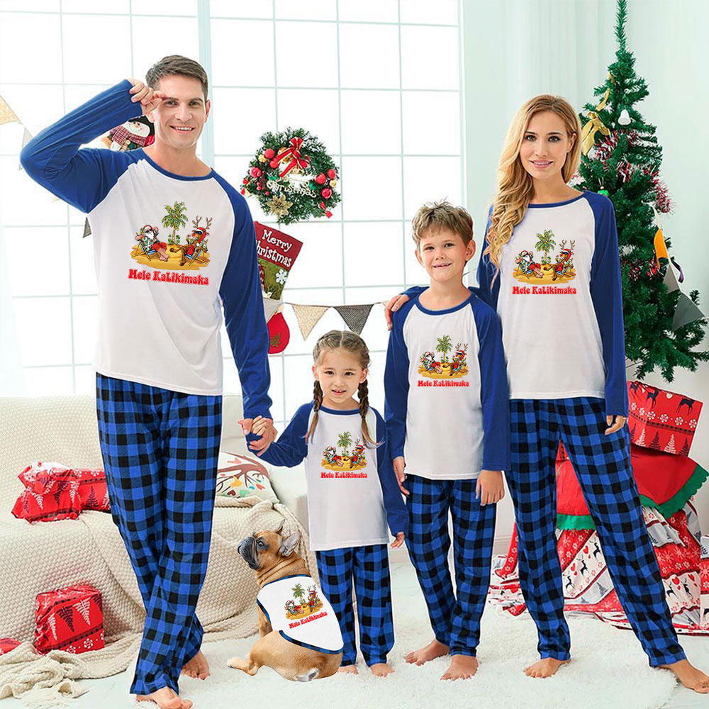 Mele Kalikimaka Santa Family Christmas Pajamas Plaid Mele Kalikimaka Santa Family Christmas Pajamas Plaid