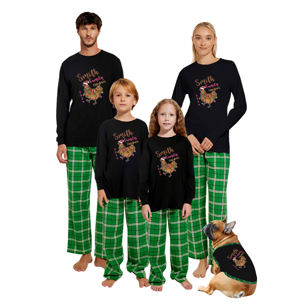 Chicken Cotton Christmas Pajamas Custom Family Name Chicken Cotton Christmas Pajamas Custom Family Name
