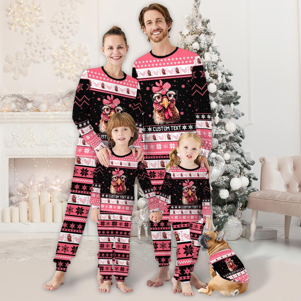 Personalized Chicken Fair Isle Christmas Pajamas Personalized Chicken Fair Isle Christmas Pajamas