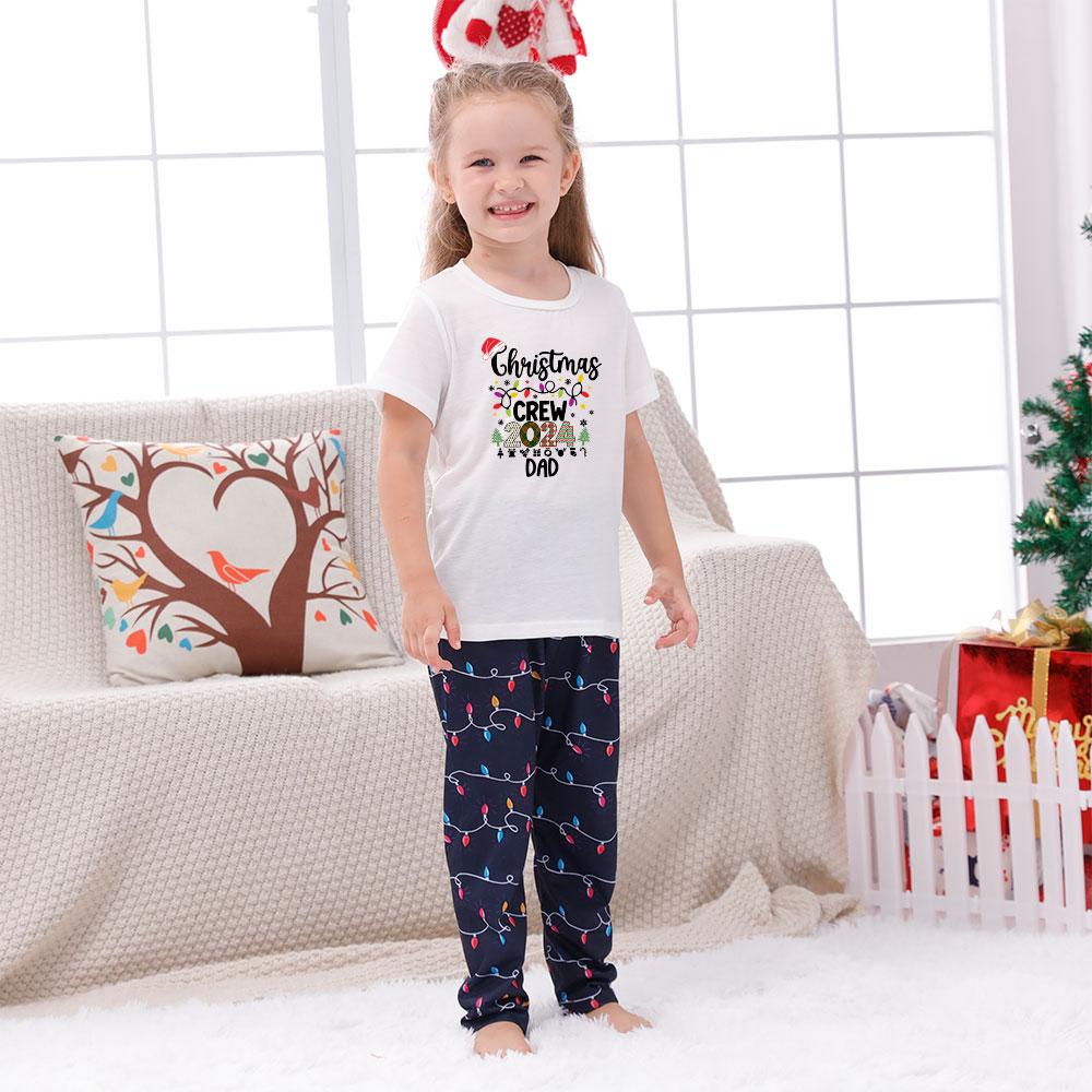 Personalized Name Christmas Crew Family Jammies 2024 Short Sleeves Personalized Name Christmas Crew Family Jammies 2024 Short Sleeves