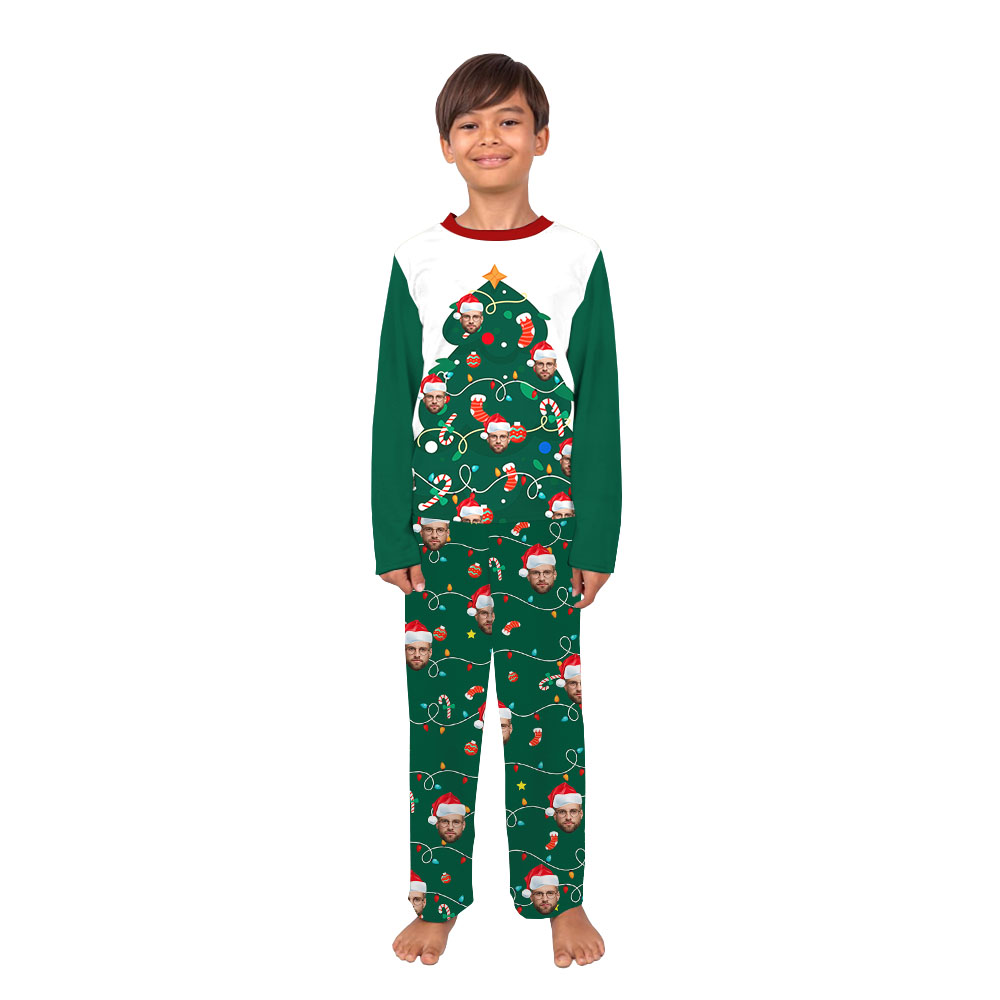 Custom Face Christmas Tree Family Pajamas With Pockets Custom Face Christmas Tree Family Pajamas With Pockets
