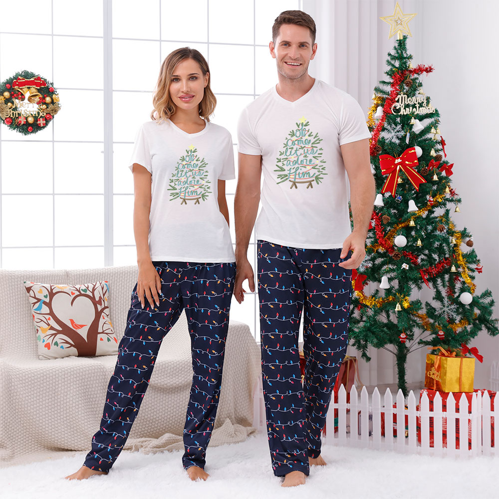 Festive Christian Christmas Family Jammies Short Sleeves Festive Christian Christmas Family Jammies Short Sleeves