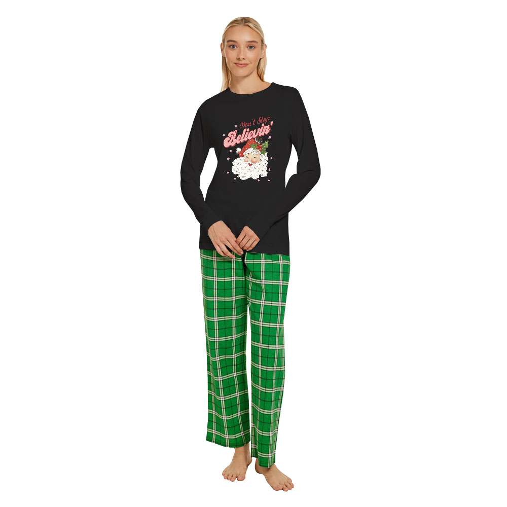 Dont Stop Believing Santa Cotton Christmas Pajamas Dont Stop Believing Santa Cotton Christmas Pajamas