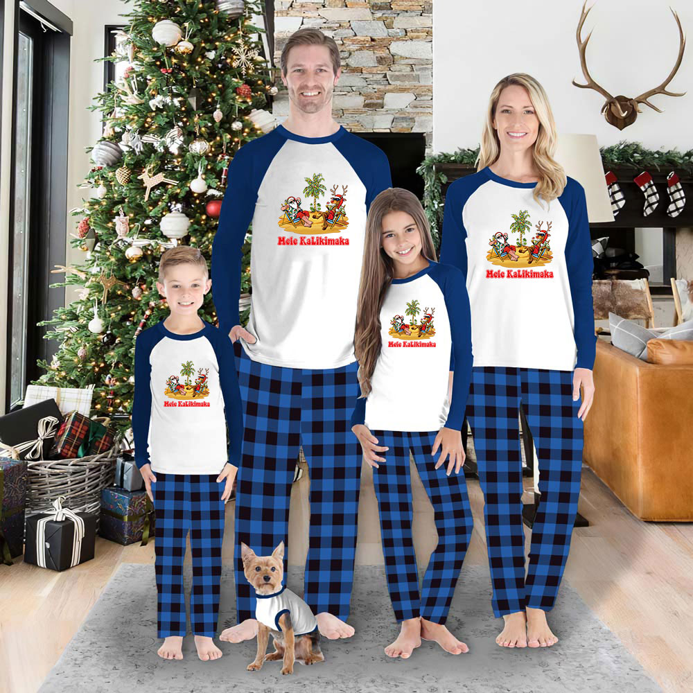 Mele Kalikimaka Santa Family Christmas Pajamas Plaid Mele Kalikimaka Santa Family Christmas Pajamas Plaid