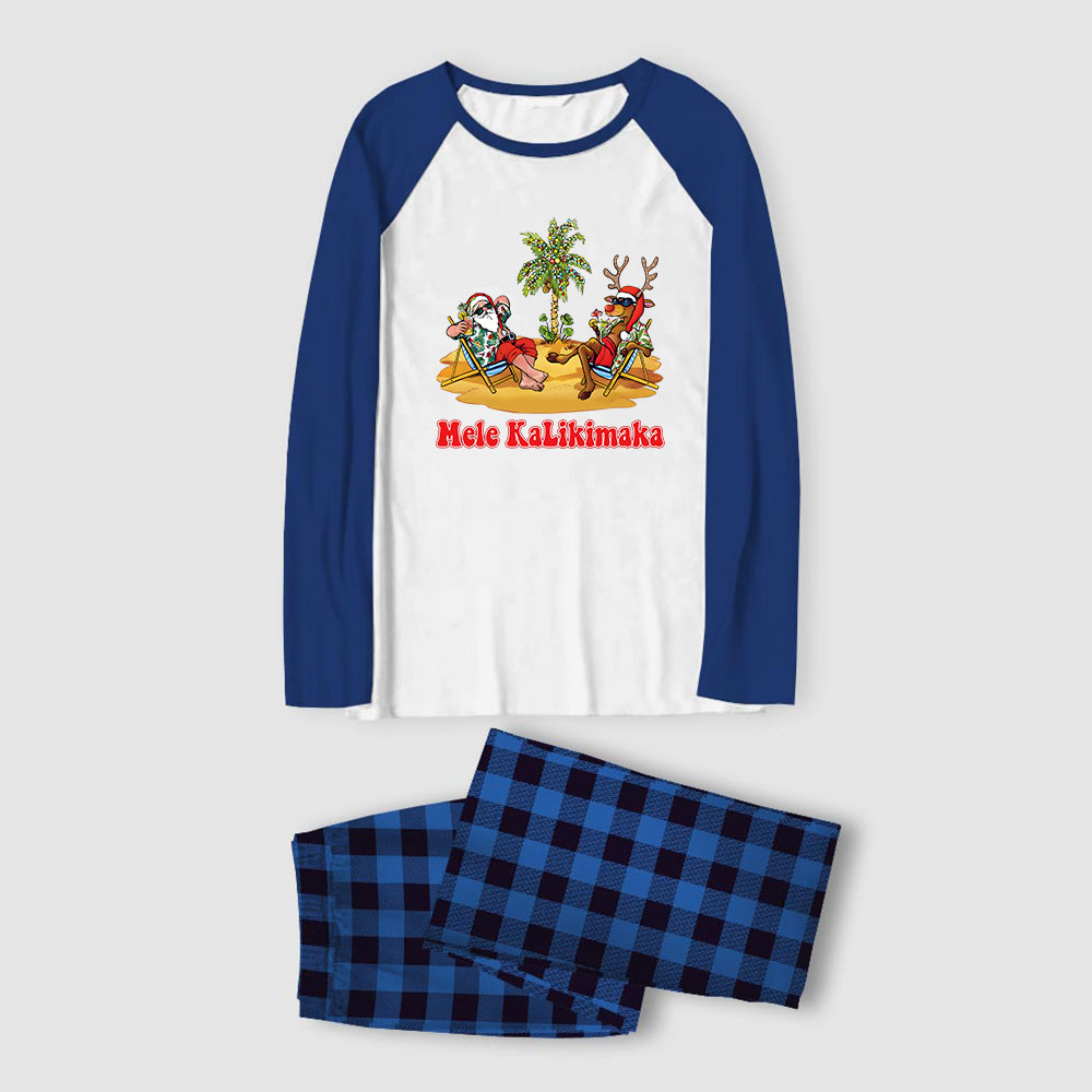 Mele Kalikimaka Santa Family Christmas Pajamas Plaid Mele Kalikimaka Santa Family Christmas Pajamas Plaid
