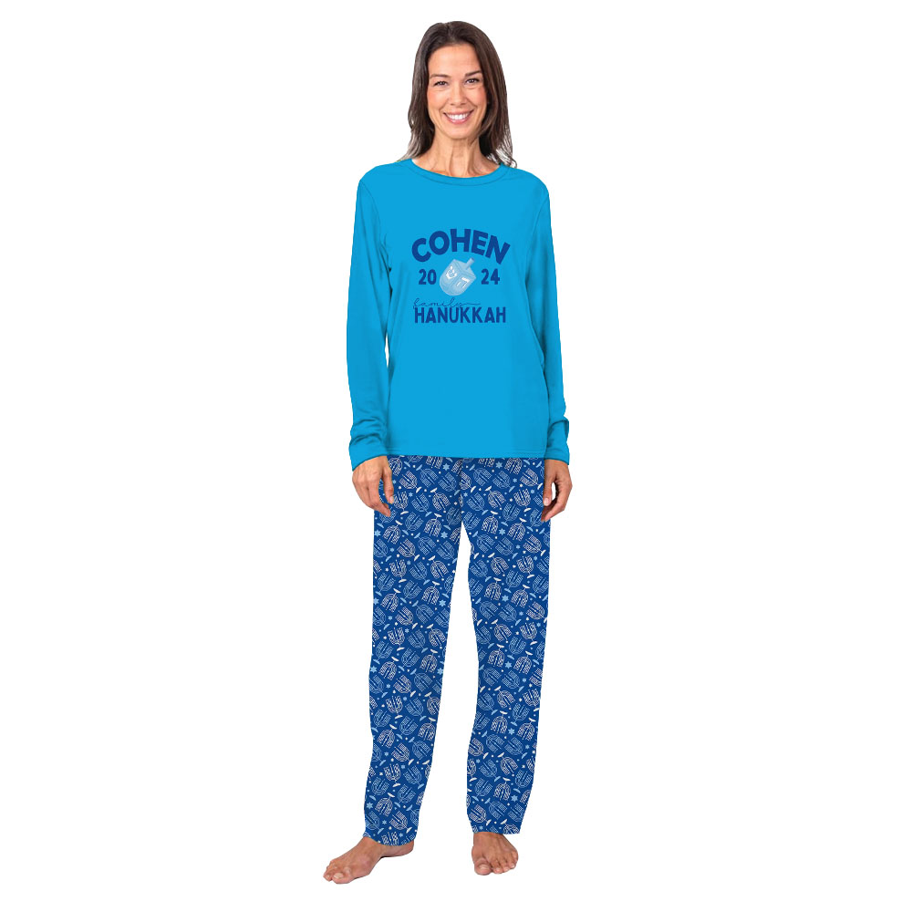 Personalized Dreidel Family Matching Hanukkah Pajamas 2024