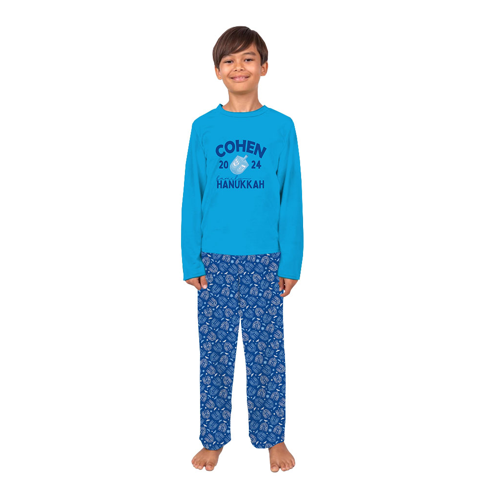 Personalized Dreidel Family Matching Hanukkah Pajamas 2024