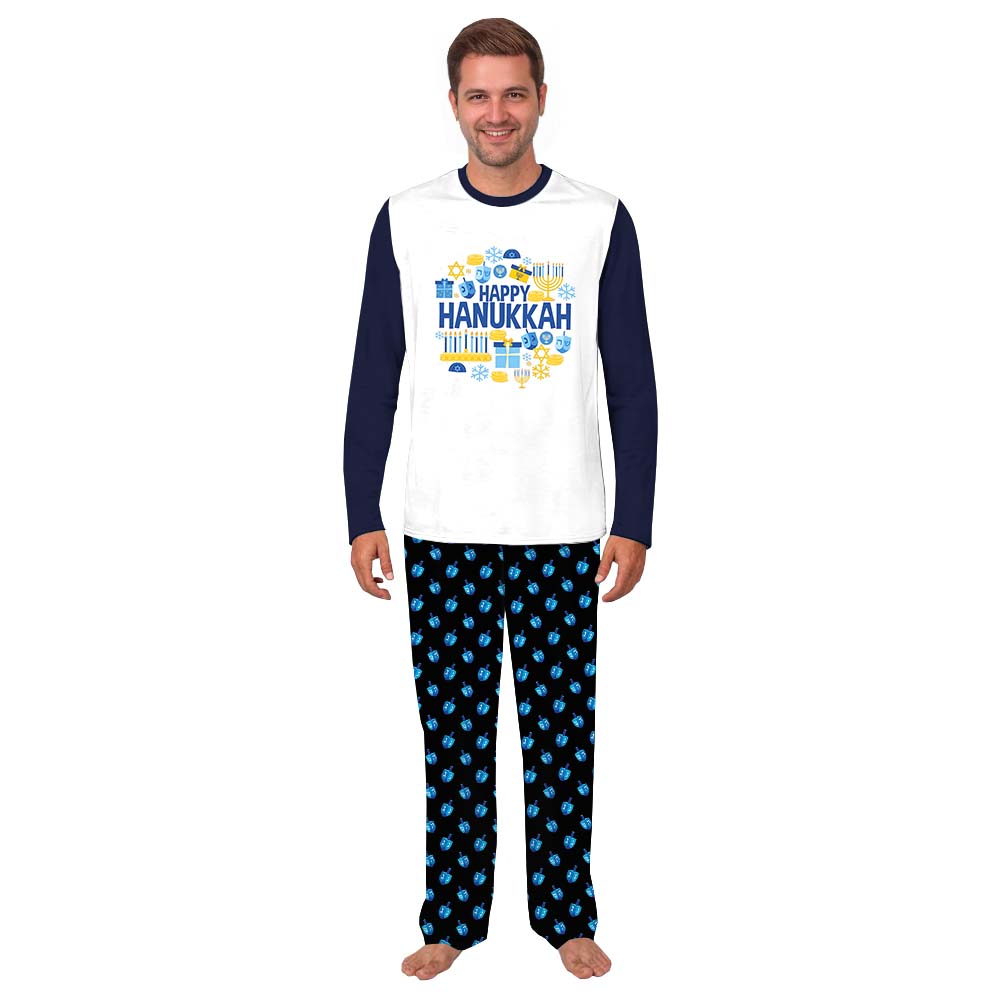 Happy Hanukkah Matching PJs For Family And Dog Blue Happy Hanukkah Matching PJs For Family And Dog Blue
