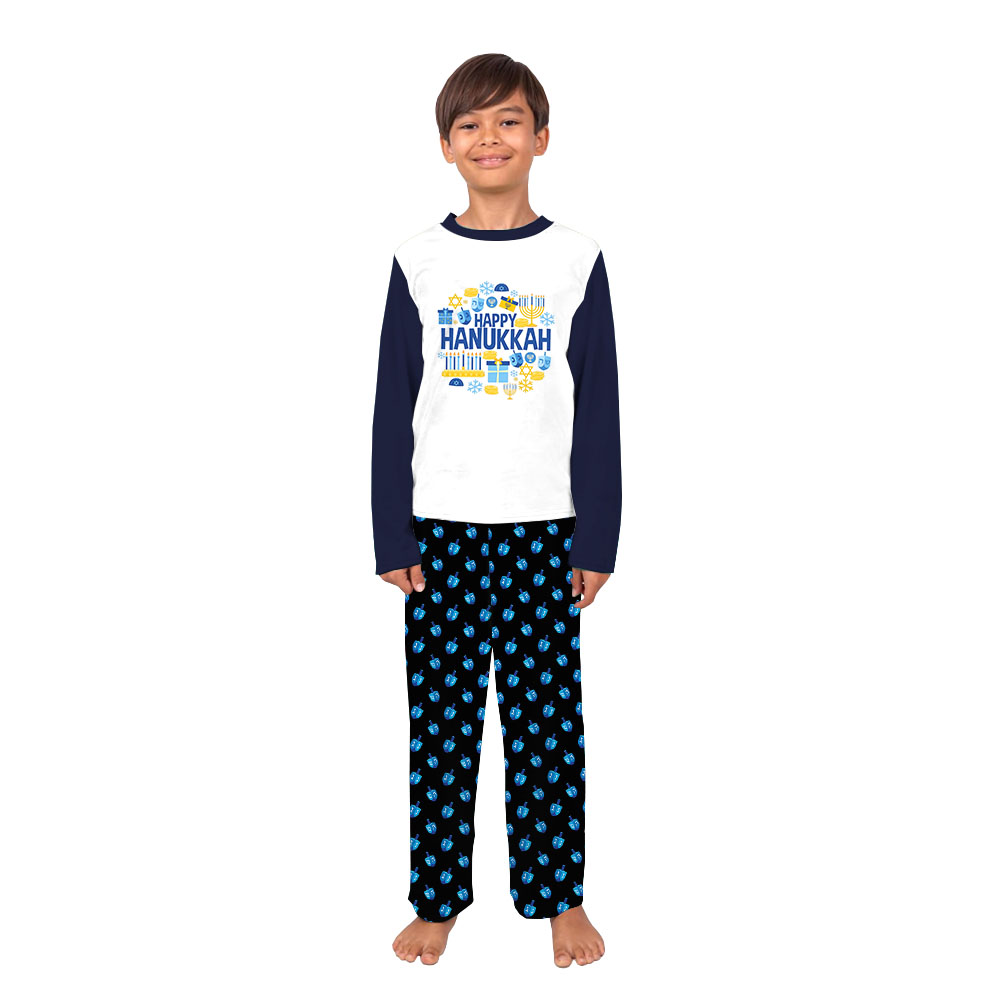 Happy Hanukkah Matching PJs For Family And Dog Blue Happy Hanukkah Matching PJs For Family And Dog Blue
