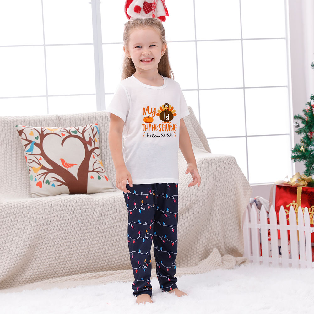Personalized My First Thanksgiving Pajamas Short Sleeves