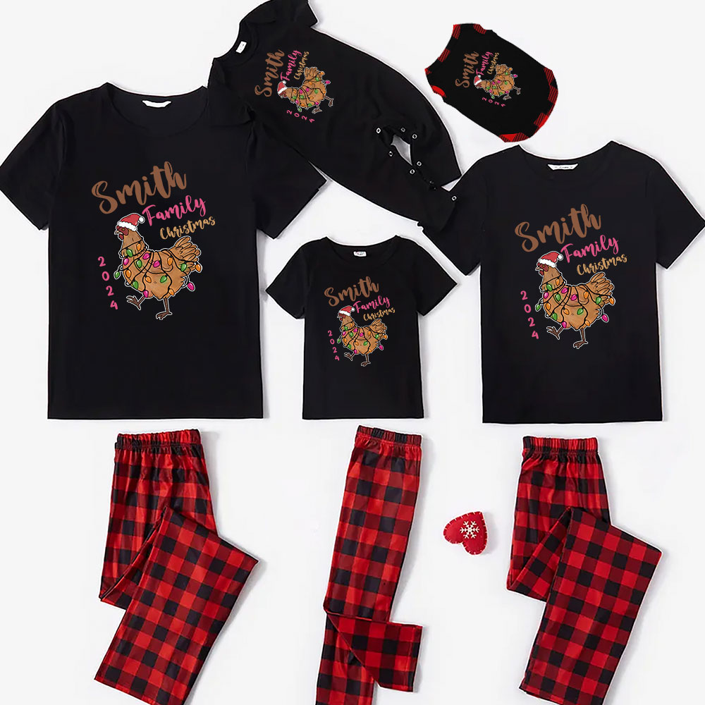 Customizable Chicken Christmas Pajamas Short Sleeves Customizable Chicken Christmas Pajamas Short Sleeves