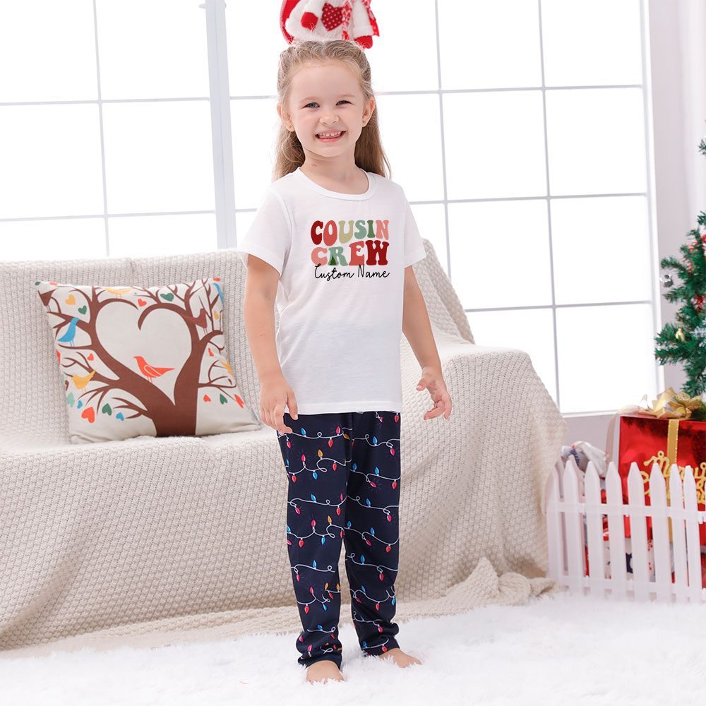 Customzable Name Christmas Pajamas For Cousin Crew Short Sleeves Customzable Name Christmas Pajamas For Cousin Crew Short Sleeves