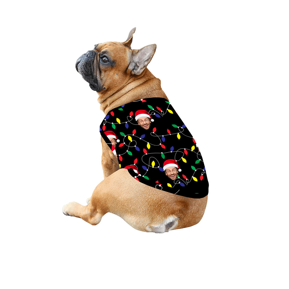 Custom Face Christmas Light Family Onesie And Dog Custom Face Christmas Light Family Onesie And Dog