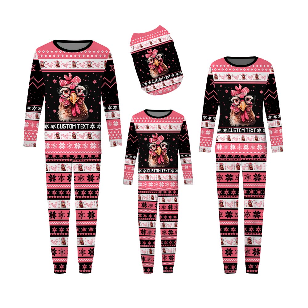 Personalized Chicken Fair Isle Christmas Pajamas Personalized Chicken Fair Isle Christmas Pajamas