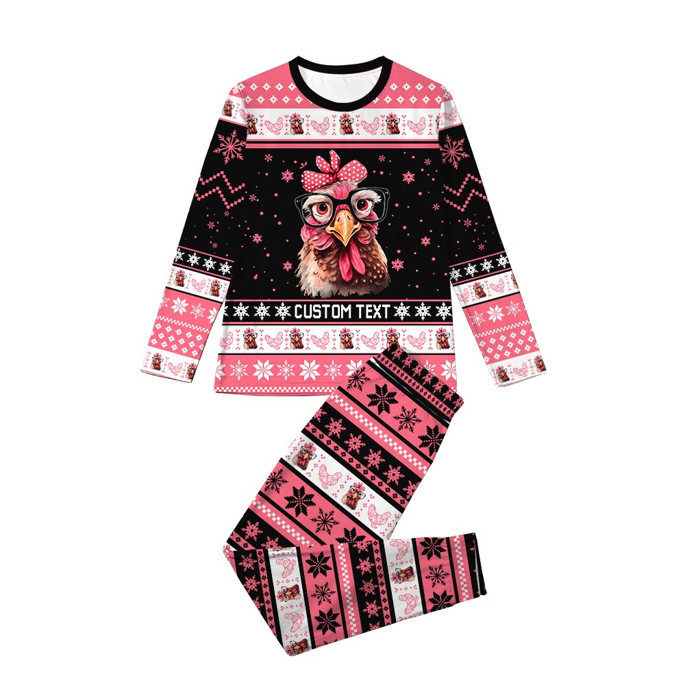 Personalized Chicken Fair Isle Christmas Pajamas Personalized Chicken Fair Isle Christmas Pajamas