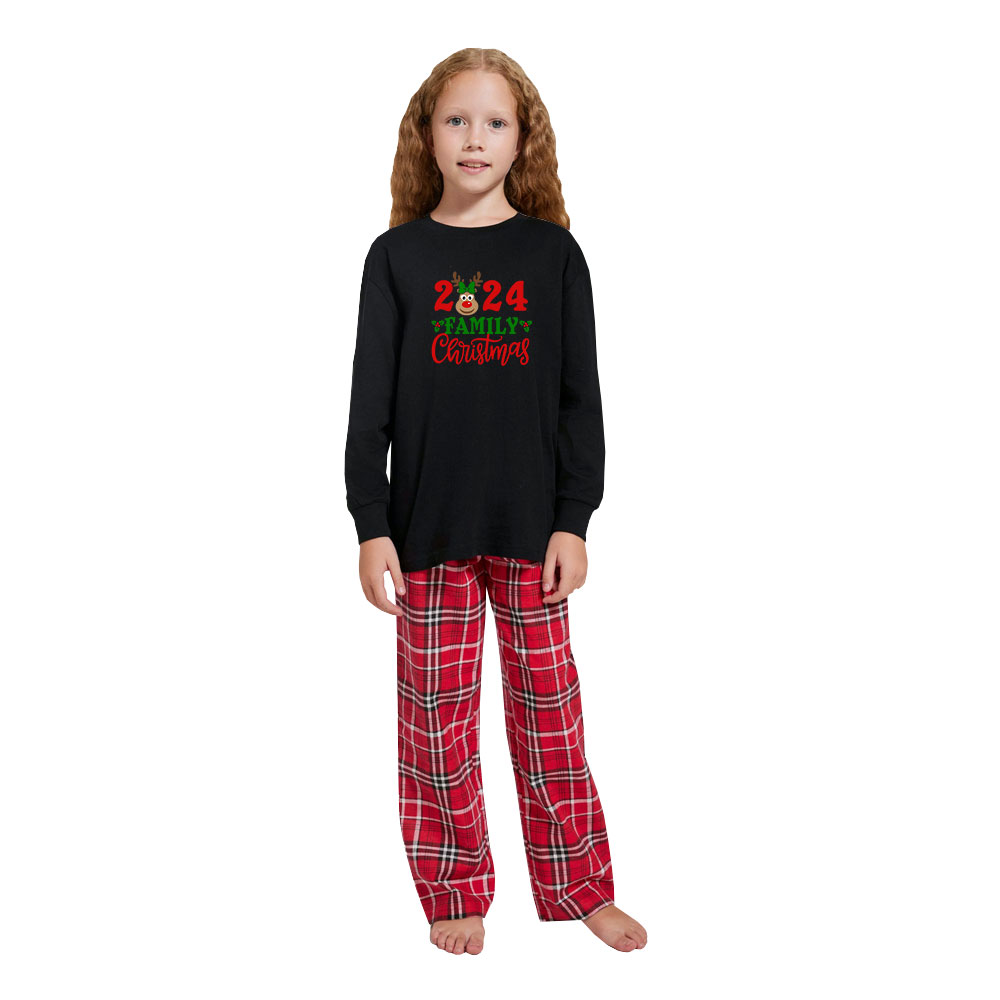 Buffalo Plaid Family Christmas Jammies With Reindeer Cotton Buffalo Plaid Family Christmas Jammies With Reindeer Cotton