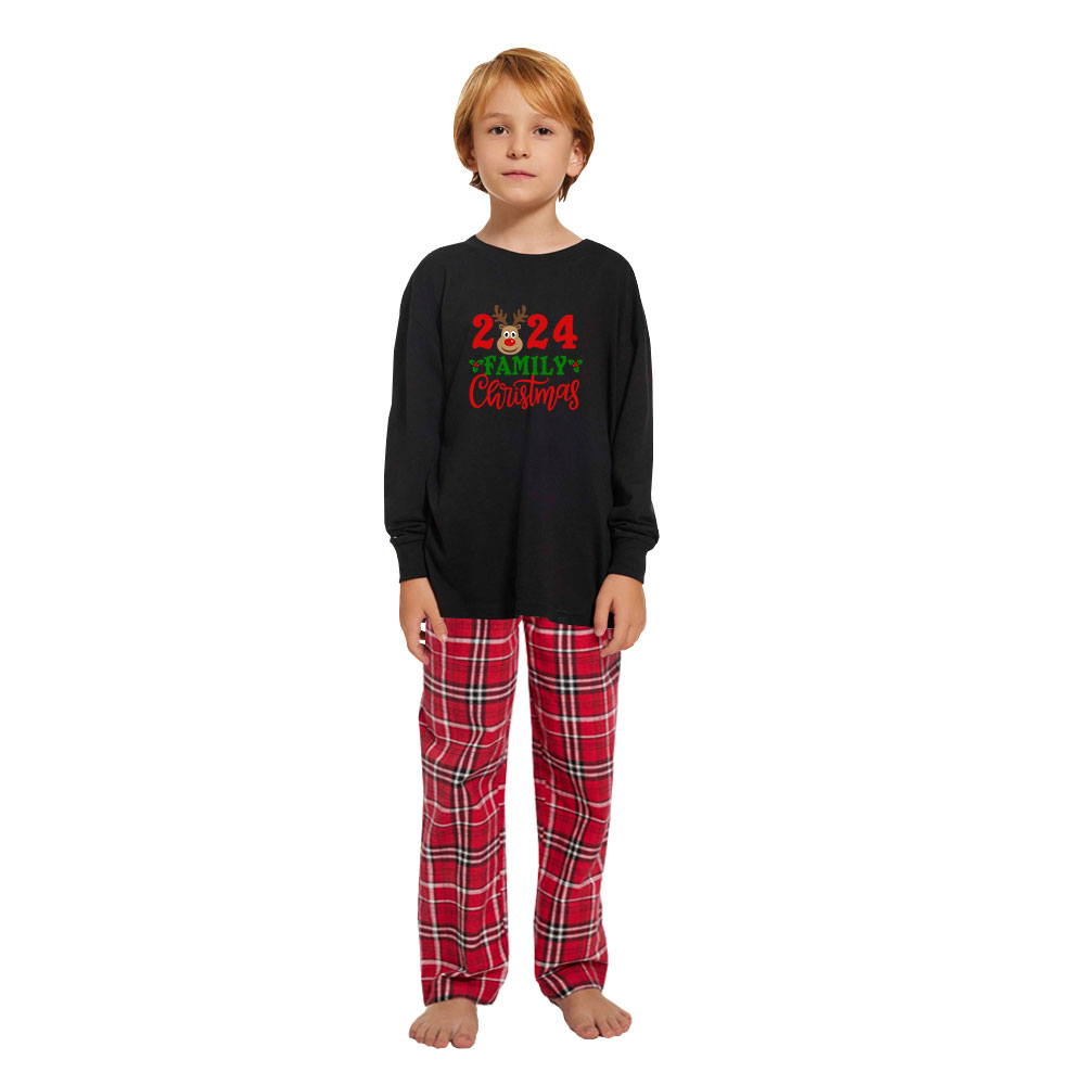Buffalo Plaid Family Christmas Jammies With Reindeer Cotton Buffalo Plaid Family Christmas Jammies With Reindeer Cotton
