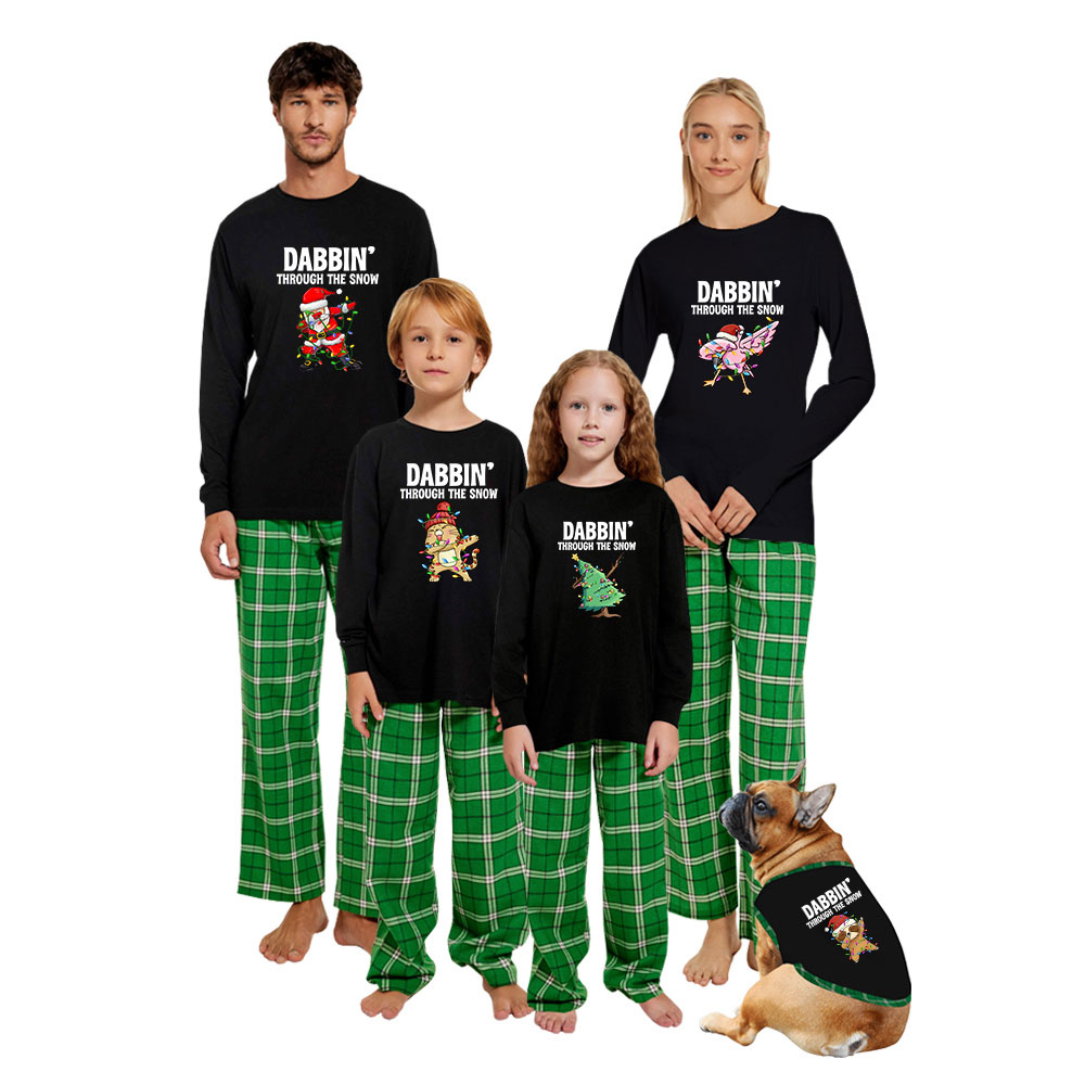 Dabbin Through The Snow Family Christmas Pajamas 100% Cotton Dabbin Through The Snow Family Christmas Pajamas 100% Cotton