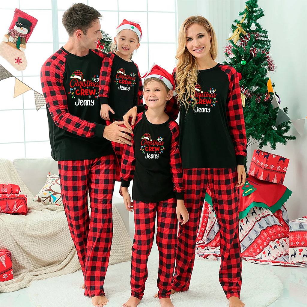 Buffalo Plaid Cousin Crew Christmas Pajamas Black Red