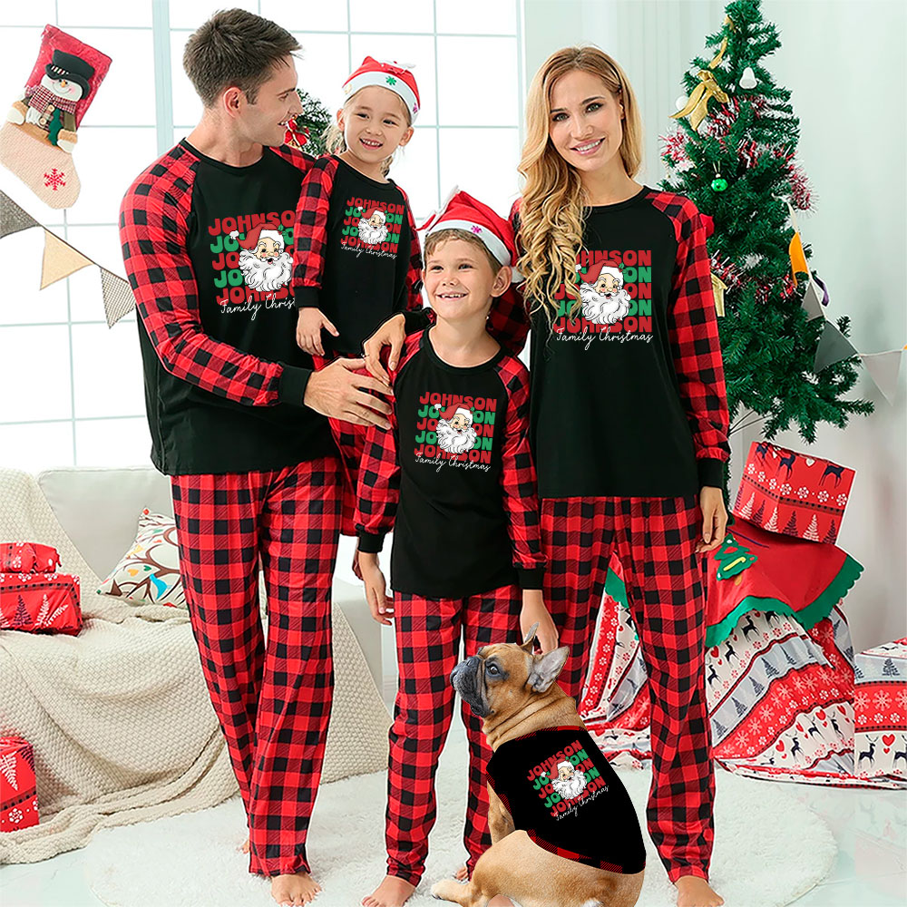 Customized Family Name Jolly Santa Christmas Pajamas Customized Family Name Jolly Santa Christmas Pajamas