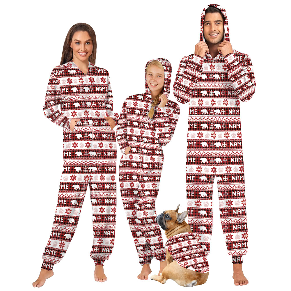 Personalized Bear Family Christmas Onesies For Adults And Kids