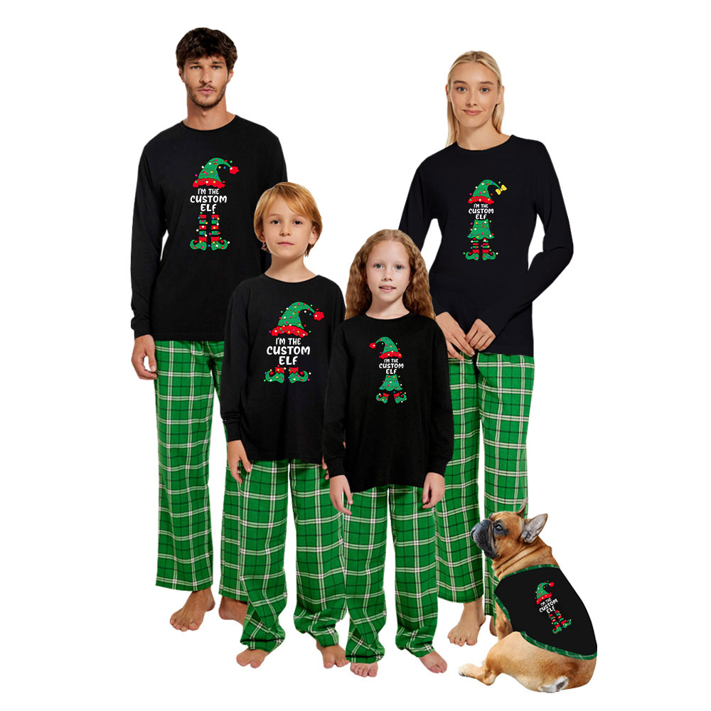 Customize Elf Design Family Christmas Pajamas Cotton Customize Elf Design Family Christmas Pajamas Cotton