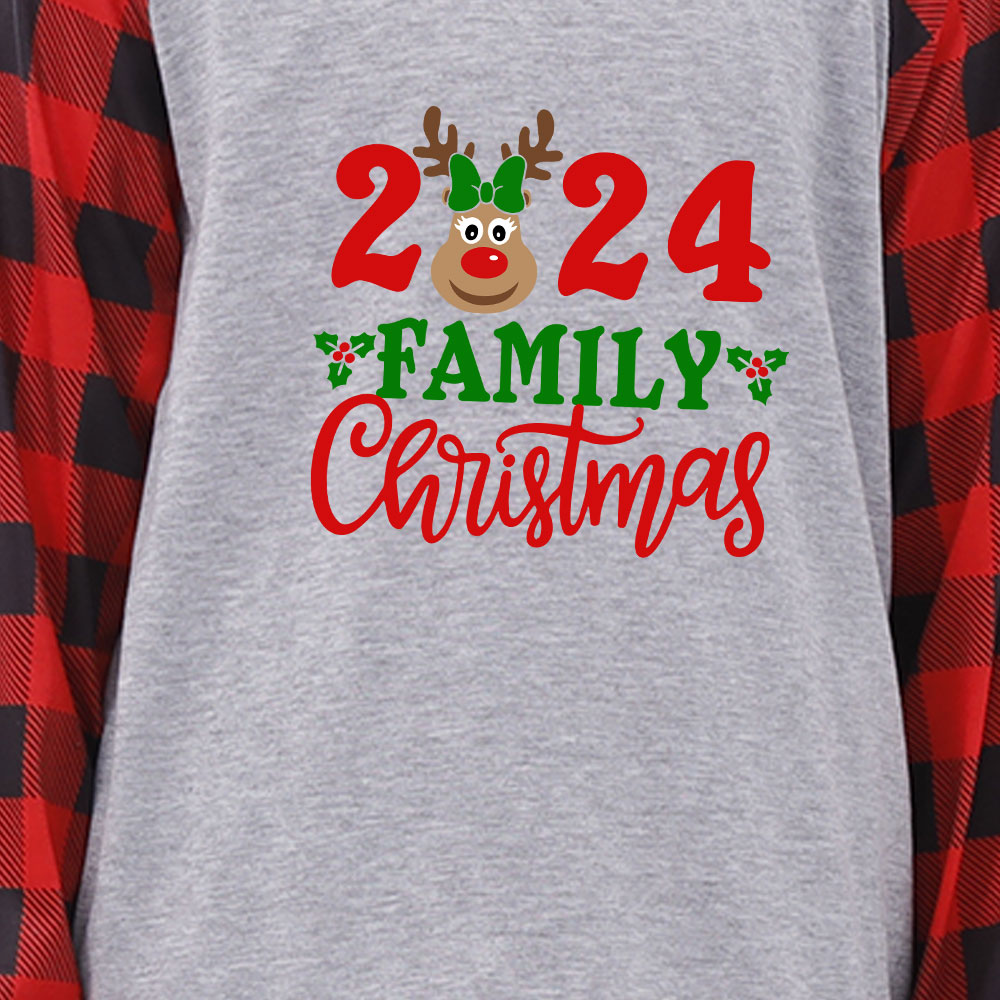 Gray Plaid Family Christmas Pajamas Reindeer Design Gray Plaid Family Christmas Pajamas Reindeer Design