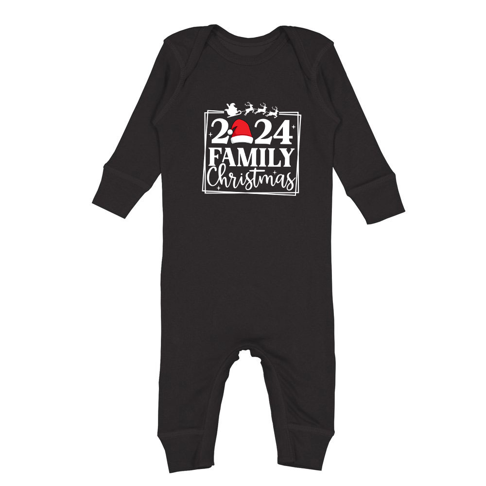 2024 Family Christmas Pajamas Black And Red Cotton