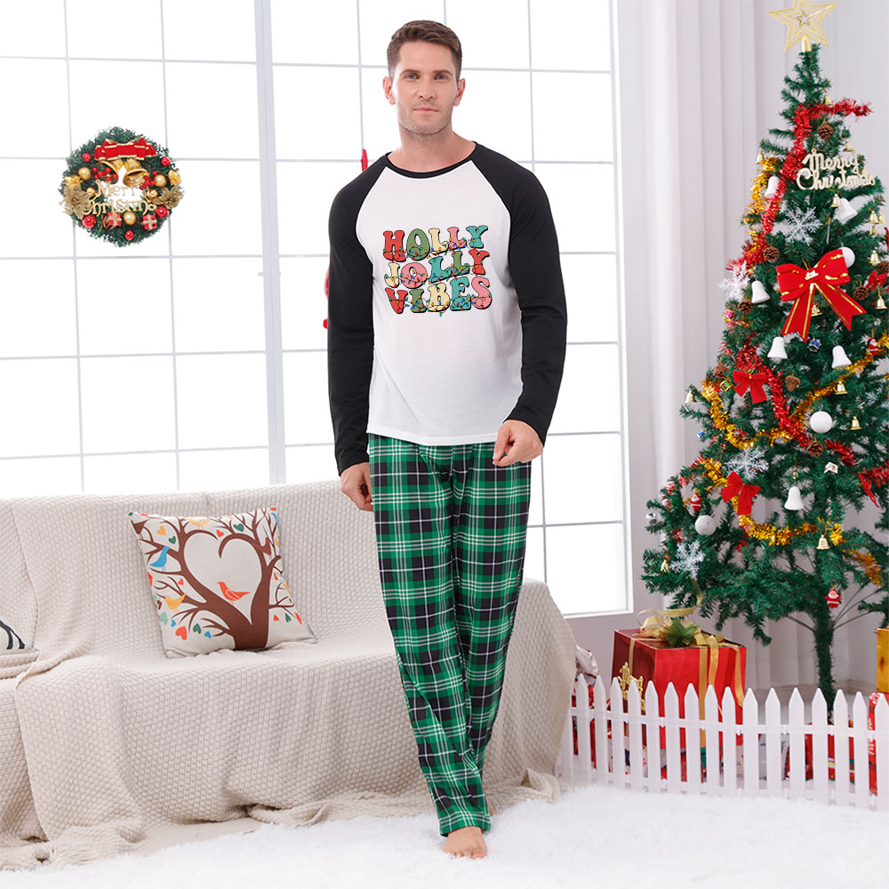Matching Holly Jolly Christmas Pajamas Green Plaid Matching Holly Jolly Christmas Pajamas Green Plaid