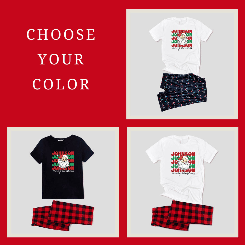 Happy Santa Family Christmas Pajama Tops And Bottoms Short Sleeves Happy Santa Family Christmas Pajama Tops And Bottoms Short Sleeves