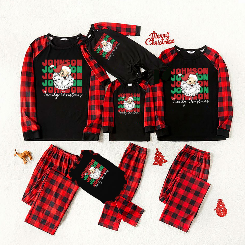 Customized Family Name Jolly Santa Christmas Pajamas Customized Family Name Jolly Santa Christmas Pajamas