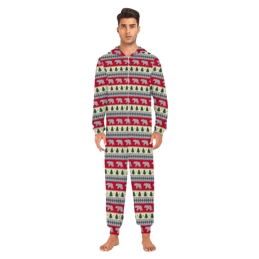 Bear Themed Christmas Pajamas Family Onesie With Pockets Bear Themed Christmas Pajamas Family Onesie With Pockets