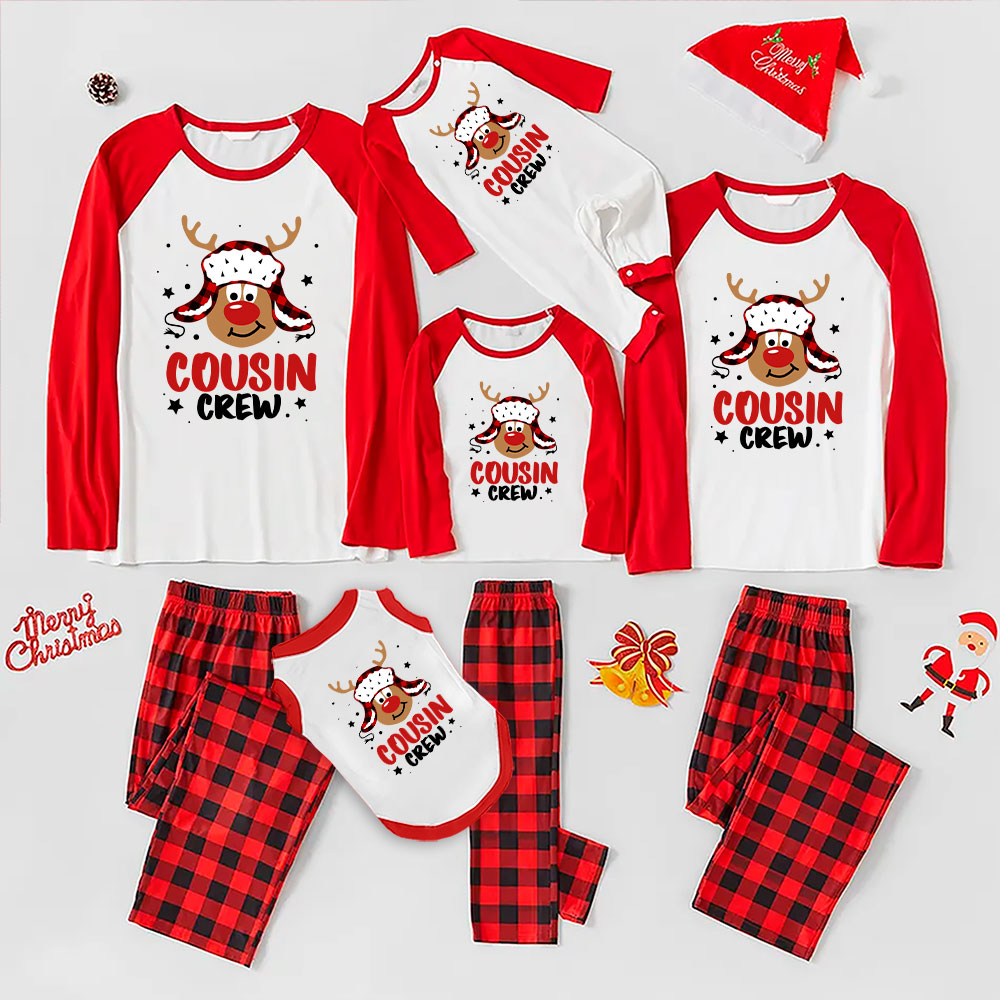 Reindeer With Cousin Eddie Hat Christmas Crew Pajamas