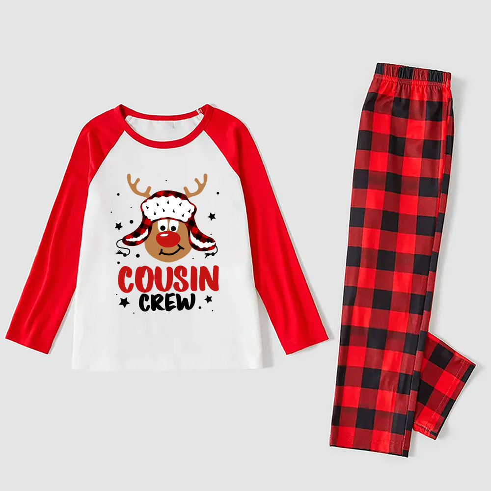 Reindeer With Cousin Eddie Hat Christmas Crew Pajamas