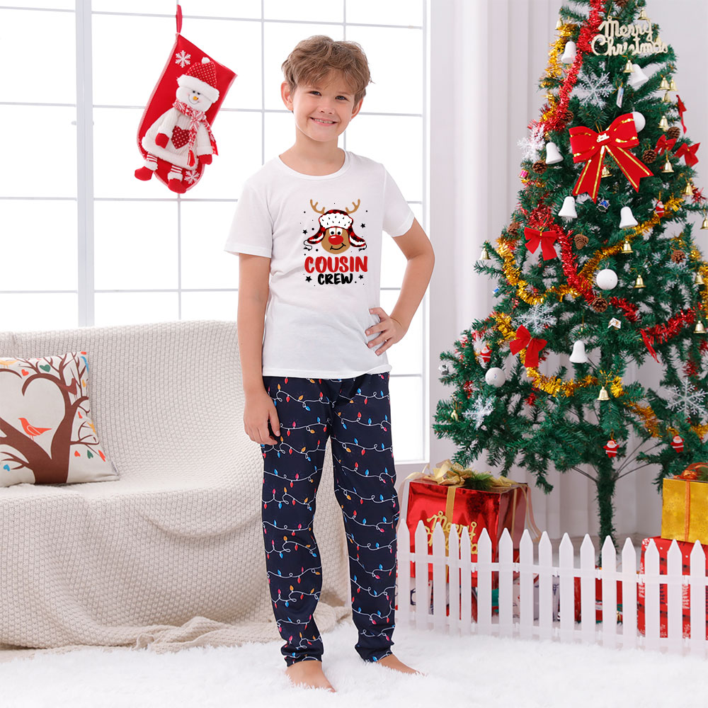 Christmas Reindeer Cousin Crew Holiday Pajamas Short Sleeves Christmas Reindeer Cousin Crew Holiday Pajamas Short Sleeves