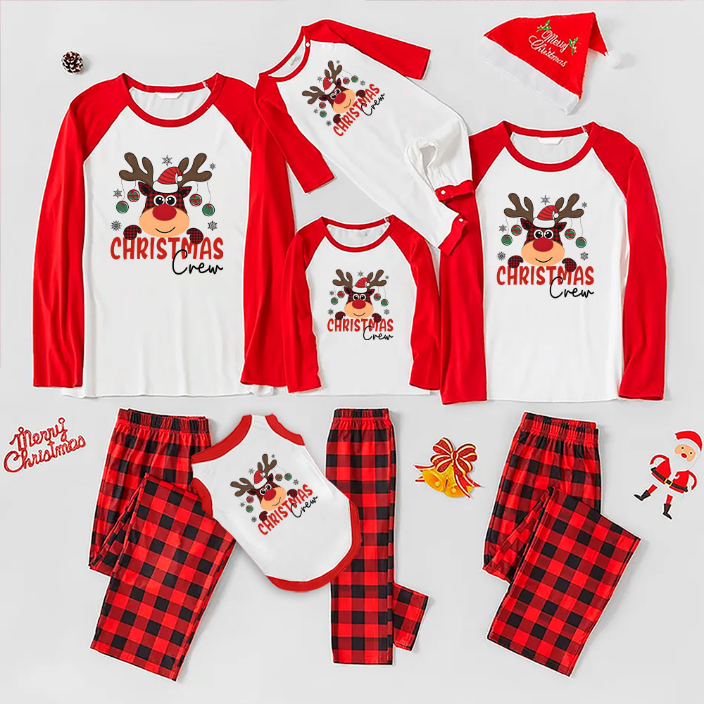 Festive Plaid Reindeer Crew Family Christmas Pajamas Festive Plaid Reindeer Crew Family Christmas Pajamas