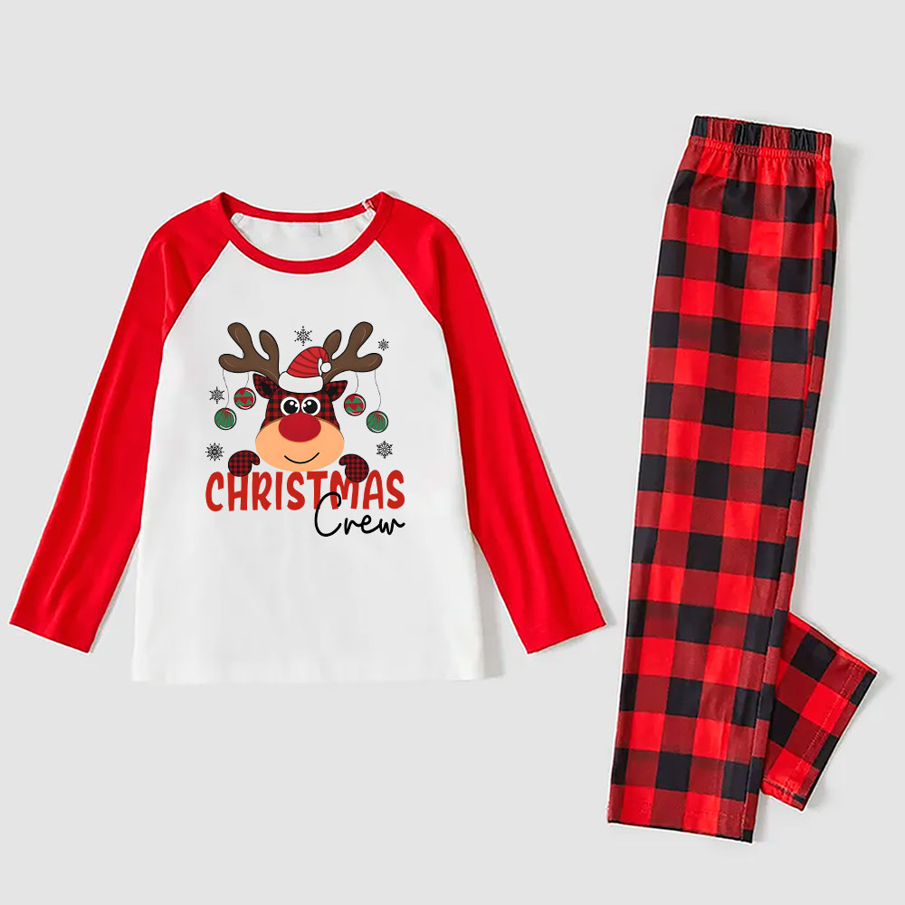 Festive Plaid Reindeer Crew Family Christmas Pajamas Festive Plaid Reindeer Crew Family Christmas Pajamas