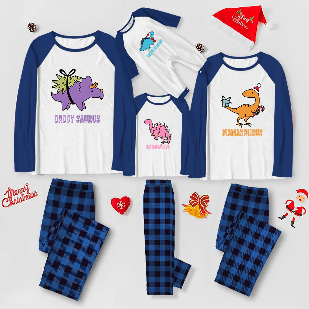 Custom Matching Family Christmas Pajamas Dinosaur Design