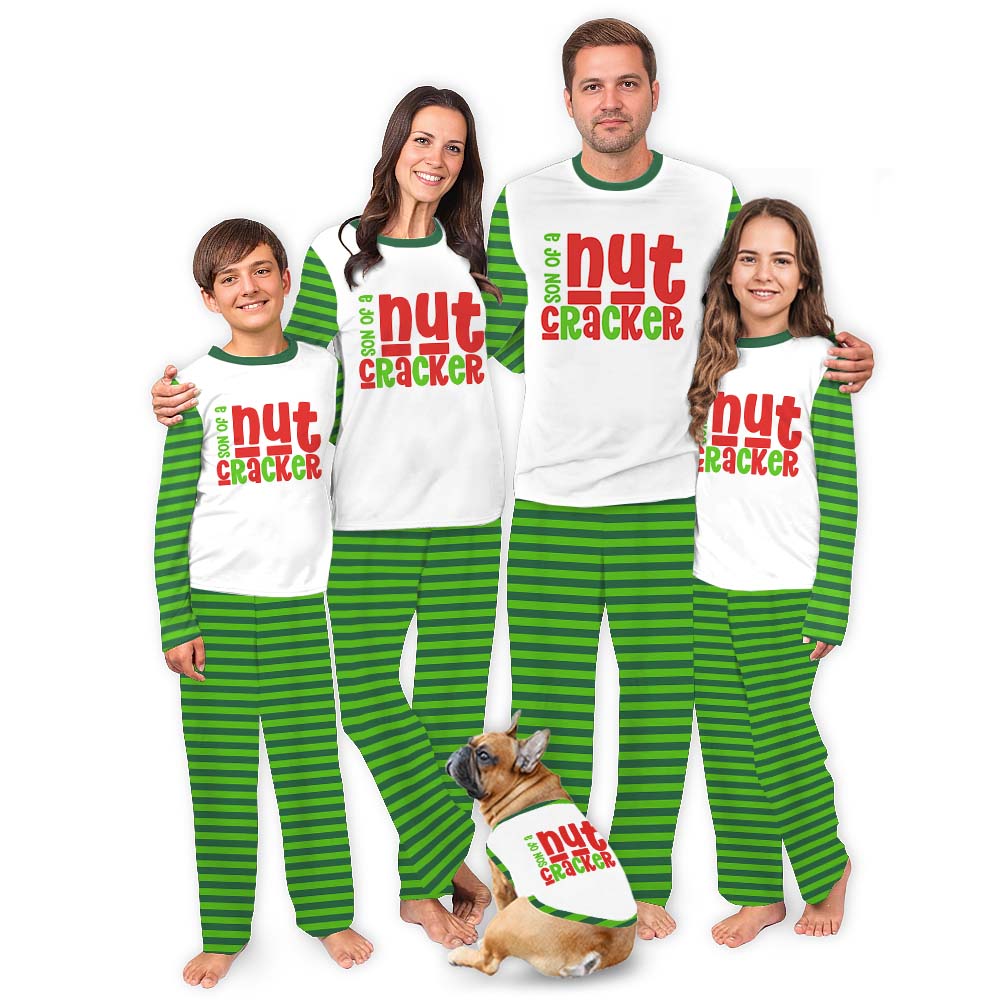 Personalized Buddy Elf Striped Family Christmas Pajamas Green