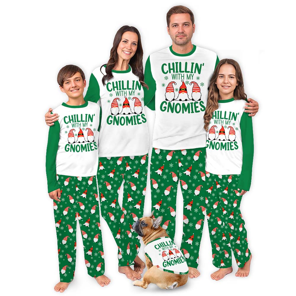 Chilling Gnome Christmas Holiday Pajamas For Family And Dog Chilling Gnome Christmas Holiday Pajamas For Family And Dog
